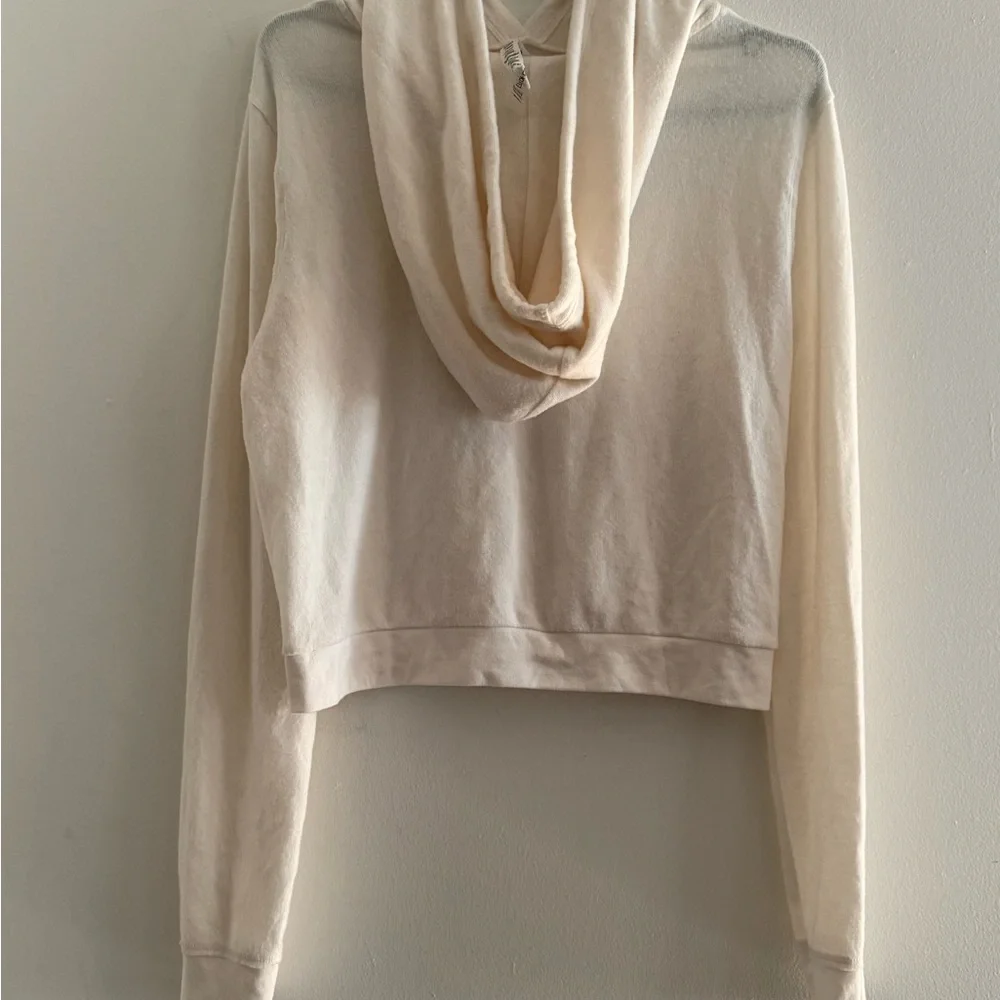 Alo Yoga Soho Hoodie Ivory Cream Sz L | Alolux Soft Minimal No Pocket - Picture 5 of 6